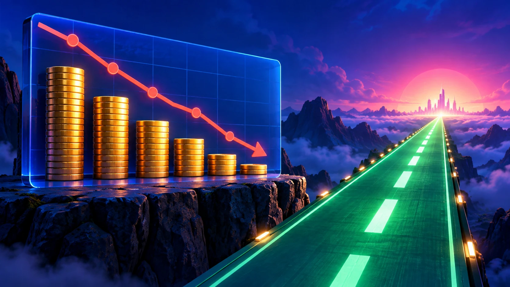Cash flow, coin stacks and a runway toward the horizon