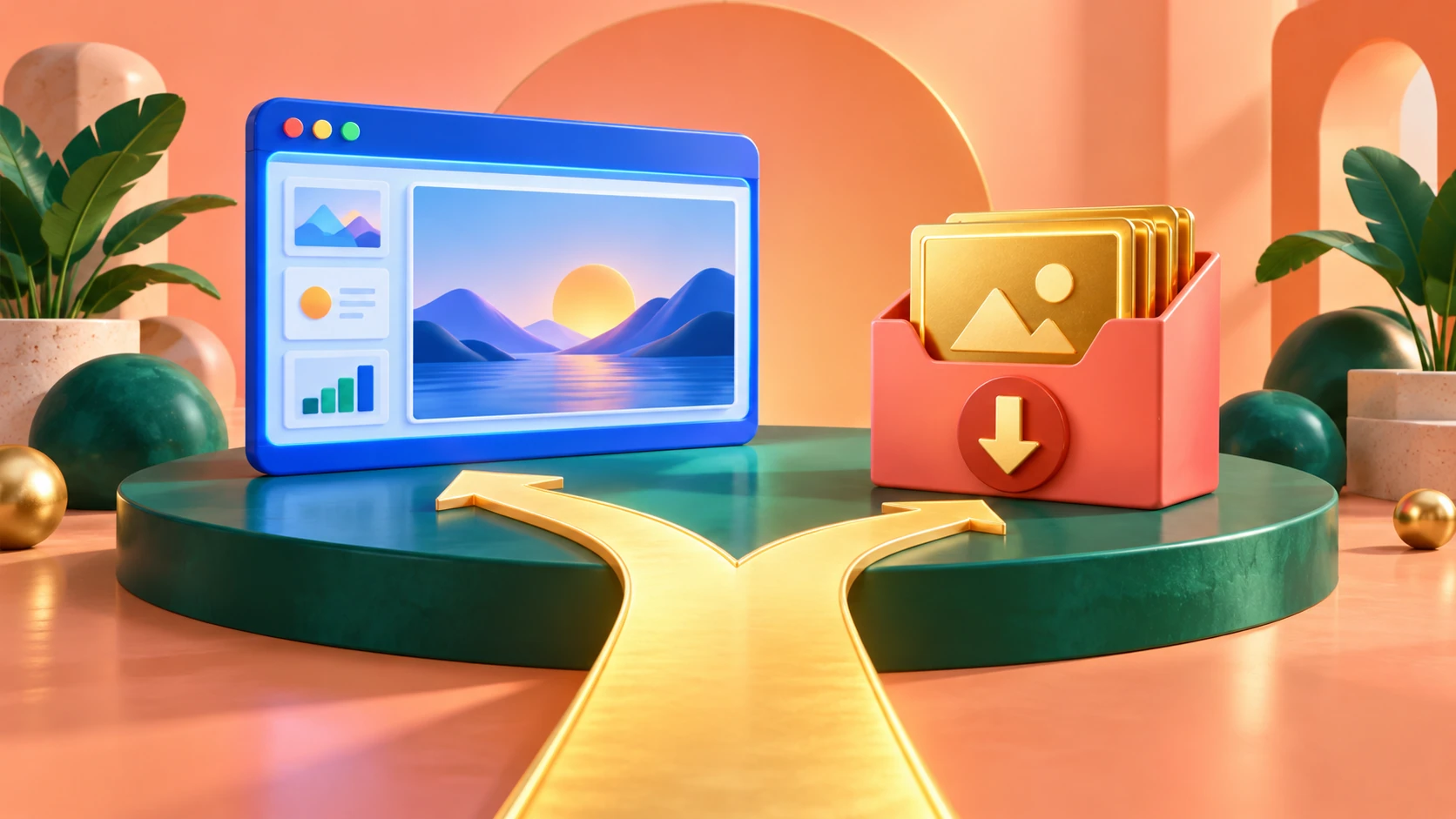 A browser presentation beside a downloadable slide file