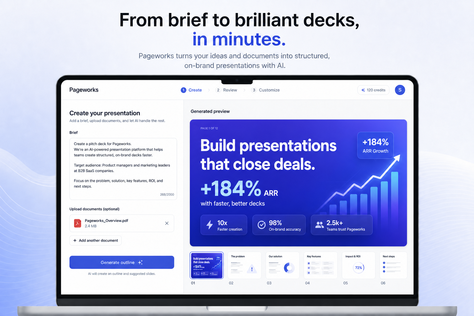 Create screen with deck ready to present